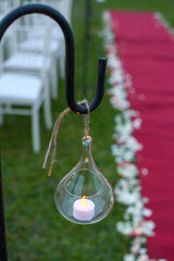 chandelier at wedding reception in Peru