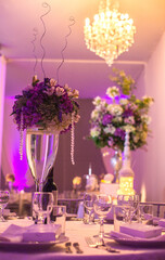 wedding table setting with flowers