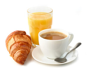 coffee with milk, croissant and orange juice - Powered by Adobe