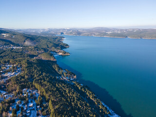 Aerial winter view of Iskar Reservoir, Bulgaria