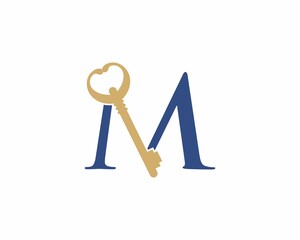 Letter M With old Key Logo Vector 001