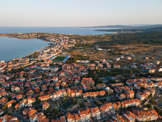 Obraz premium Aerial sunset view of old town of Sozopol, Bulgaria