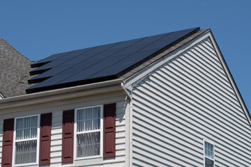 Modern house roof with solar panels