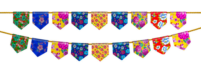 3d Flags, Festa Junina Illustration with Party June Festival Design and layout for Greeting Card or Holiday Poster. Festive Typographic