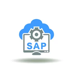 Foto op Plexiglas Vector illustration of cloud and computer monitor with gear and SAP abbreviation. Symbol of SAP Software of business process automation and management. Sign of ERP Enterprise Resources Planning. © wladimir1804