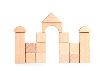 Wooden cubes on white background