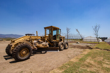 Fototapeta premium Preparing construction for agricultural greenhouse