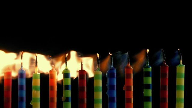 Colorful Birthday Candles Blown Out Closeup