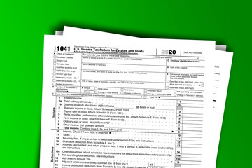 Obraz premium Form 1041 documentation published IRS USA 44086. American tax document on colored