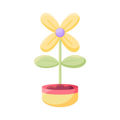 Isolated flower in a flowerpot Flat icon Vector illustration