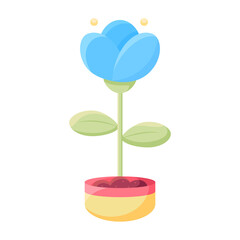 Isolated flower in a flowerpot Flat icon Vector illustration