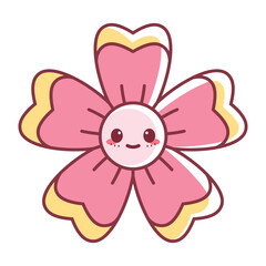 Isolated happy flower cartoon kawaii Vector illustration