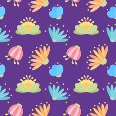 Colored floral pattern Flowers background Vector illustration