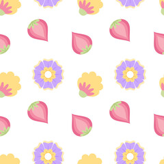 Colored floral pattern Flowers background Vector illustration