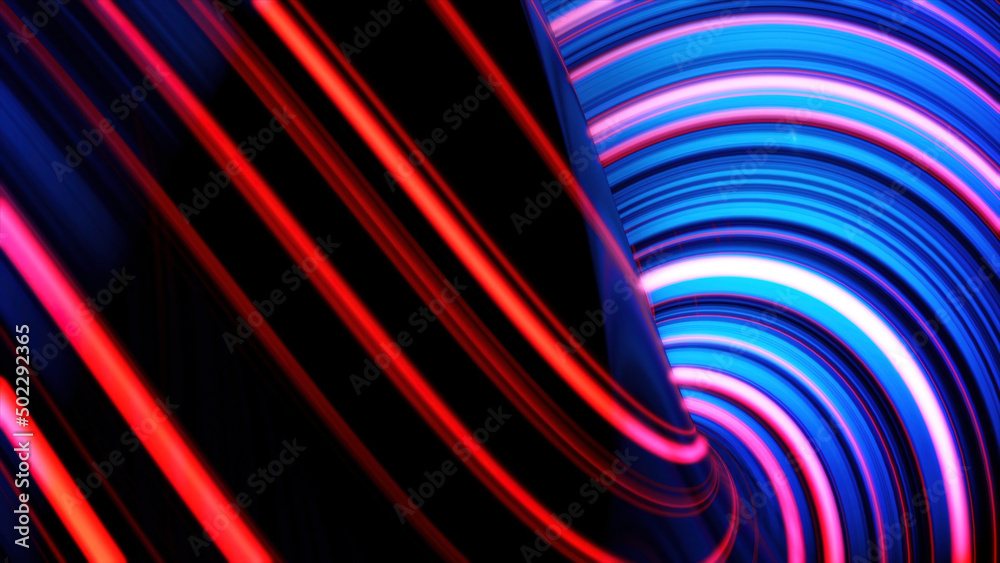 Poster animation of glowing neon lines. abstract background with wavy color lines. concept of computer grap
