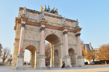 Arc de Triomphe du Carrousel in Paris at sunny day.