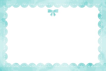 シンプルで可愛いレースとリボンのフレーム素材