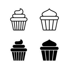 Cup cake icons vector. Cup cake sign and symbol