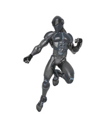 Fototapeta premium super pilot is floating and looking down in action