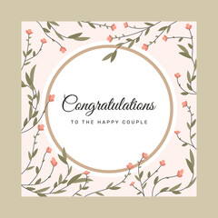 Hand drawn wedding congratulations card. - Vector.