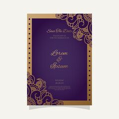 Gradient golden luxury wedding invitation. - Vector.