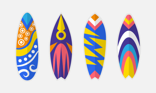 Summer Sports Flat Sup Board Collection. - Vector.