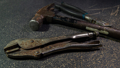 different old and stained tools