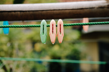 clothes drying on a rope