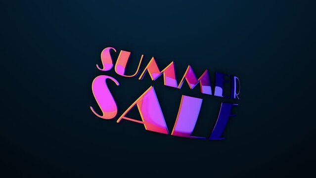 Loop colorful glitch effect word of Summer Sale Title - 3D Illustration of isolated word Summer Sale rotation loop animation for sales promote advertising concept 