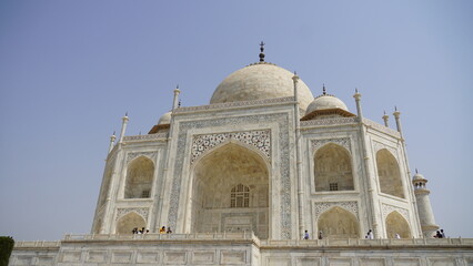 Fototapeta na wymiar Taj Mahal, Standing near River Yamuna. Taj Mahal is famous for Own beauty and one of the wonders of the world.