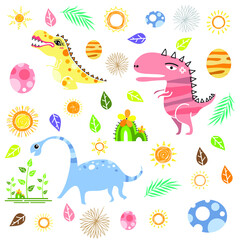 Fototapeta na wymiar vector pattern dinosaur beautiful colorful cute