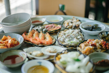 A tableful of seafood