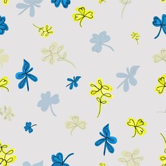 Pattern with a yellow and blue flower, on a pale beige background, the colors of the flag, for your design