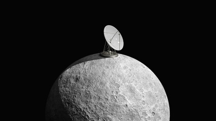 Radar station on the moon. Moon colony and moon base. The prospects of space technology and aerospace technology. © Vitamin V