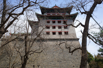 old City wall and watchtower of Ming dynasty in spring