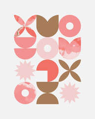 Various geometry shapes poster template design, pink gold