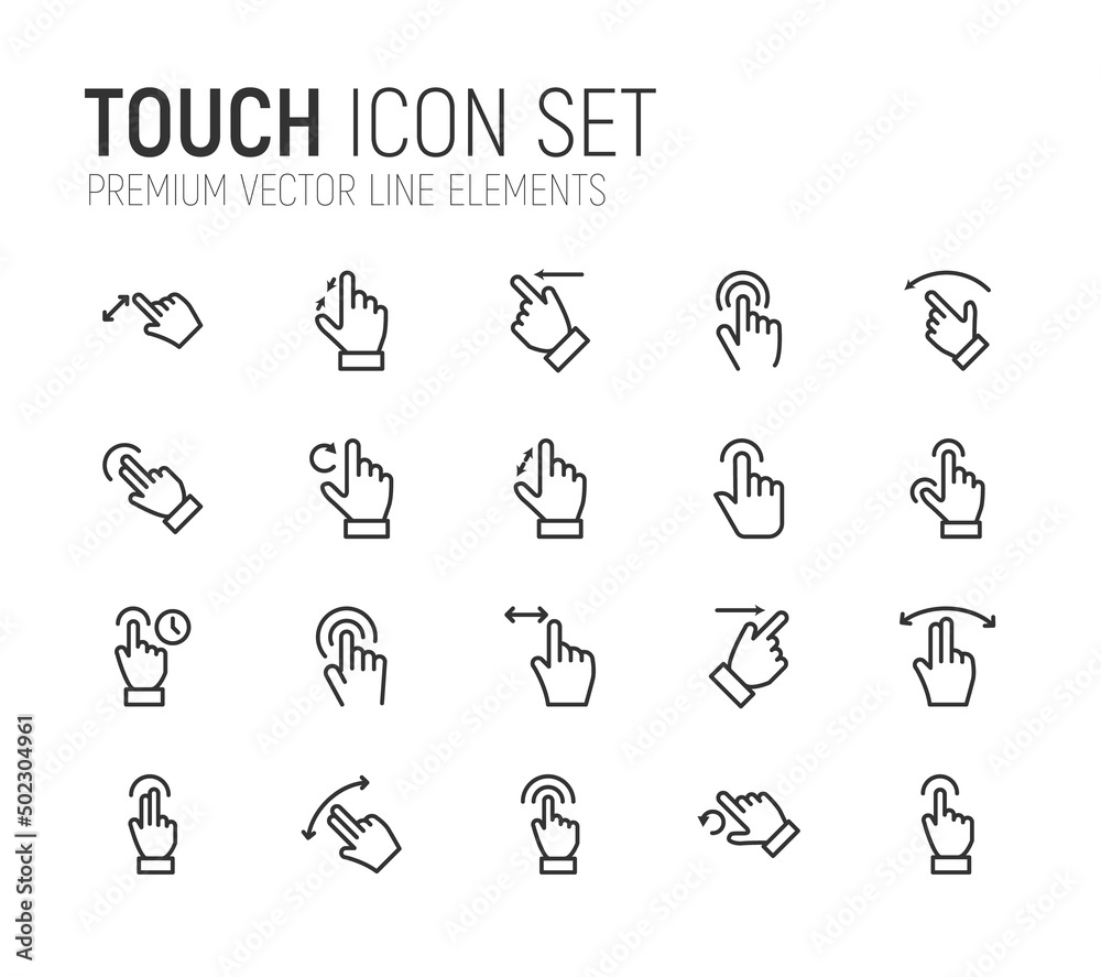 Canvas Prints simple line set of touch icons.