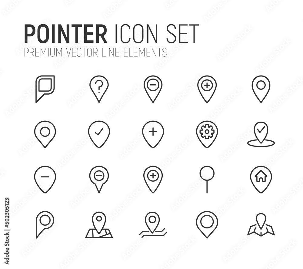 Poster simple line set of pointer icons.