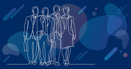 continuous line drawing of business team walking
