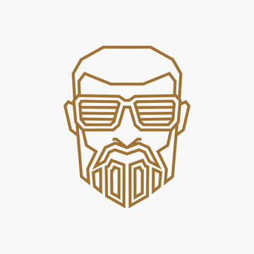 recommend clip art: Undercut pompadour man logo line pop art potrait colorful design with dark background. Abstract vector illustration.