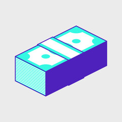 Stack of money isometric vector icon illustration