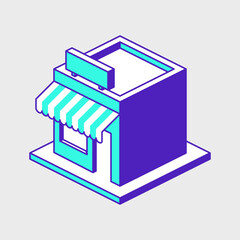 Storefront or shopfront isometric vector icon illustration