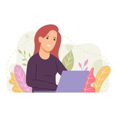 portrait of a young woman using a laptop