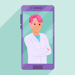 Medical video call consultation illustration