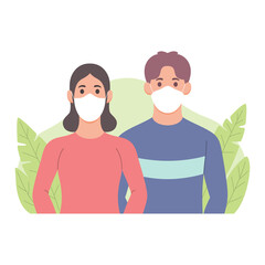 husband and wife wearing masks