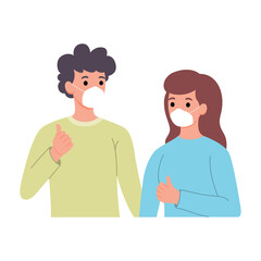 husband and wife wearing masks