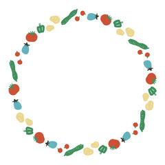 ゆるいタッチの野菜ベクターイラストフレーム　北欧風