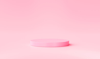 Pink podium minimal product display pedestal empty studio scene cosmetic beauty and fashion banner concept on pink background 3d illustration rendering