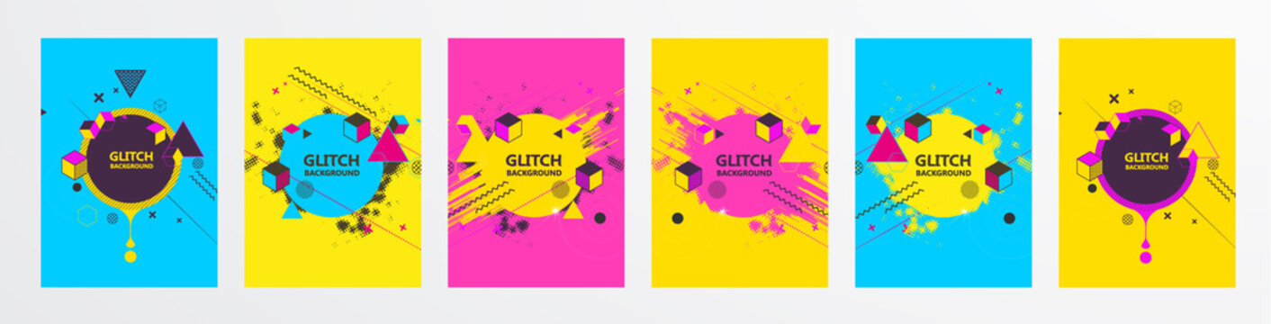Colorful trendy abstract poster set.