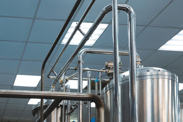 Metal tank with meter and screen with complicated pipelines